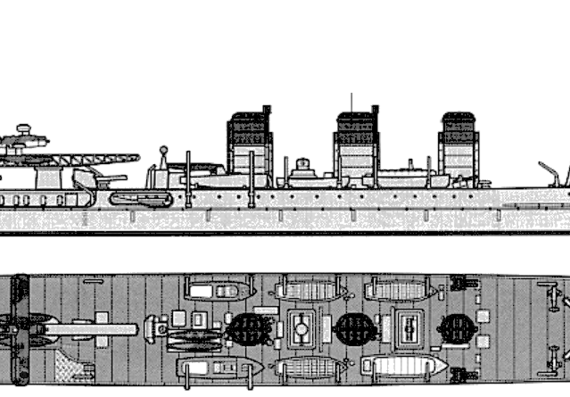 Cruiser IJN Abukuma [Light Cruiser] - drawings, dimensions, figures